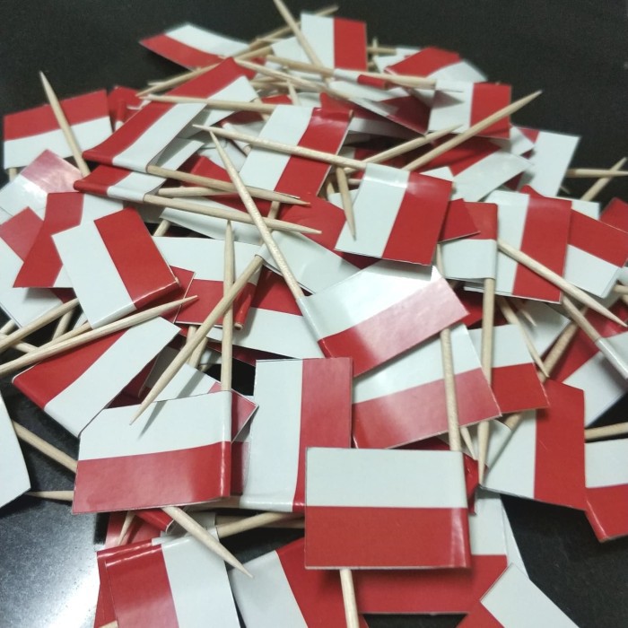 bendera indonesia hiasan kue 10 pcs