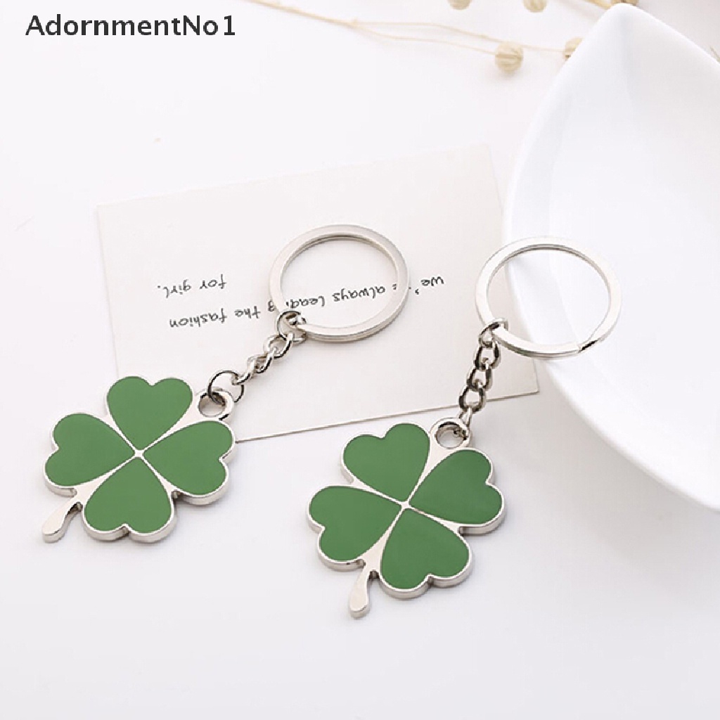 (AdornmentNo1) 1pc Gantungan Kunci Bentuk Daun Clover Bahan Stainless Steel