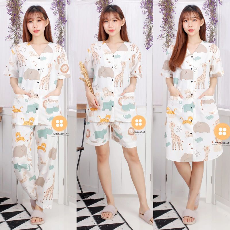 Piyama why.labelle Baju Tidur Wanita Motif SAFARI