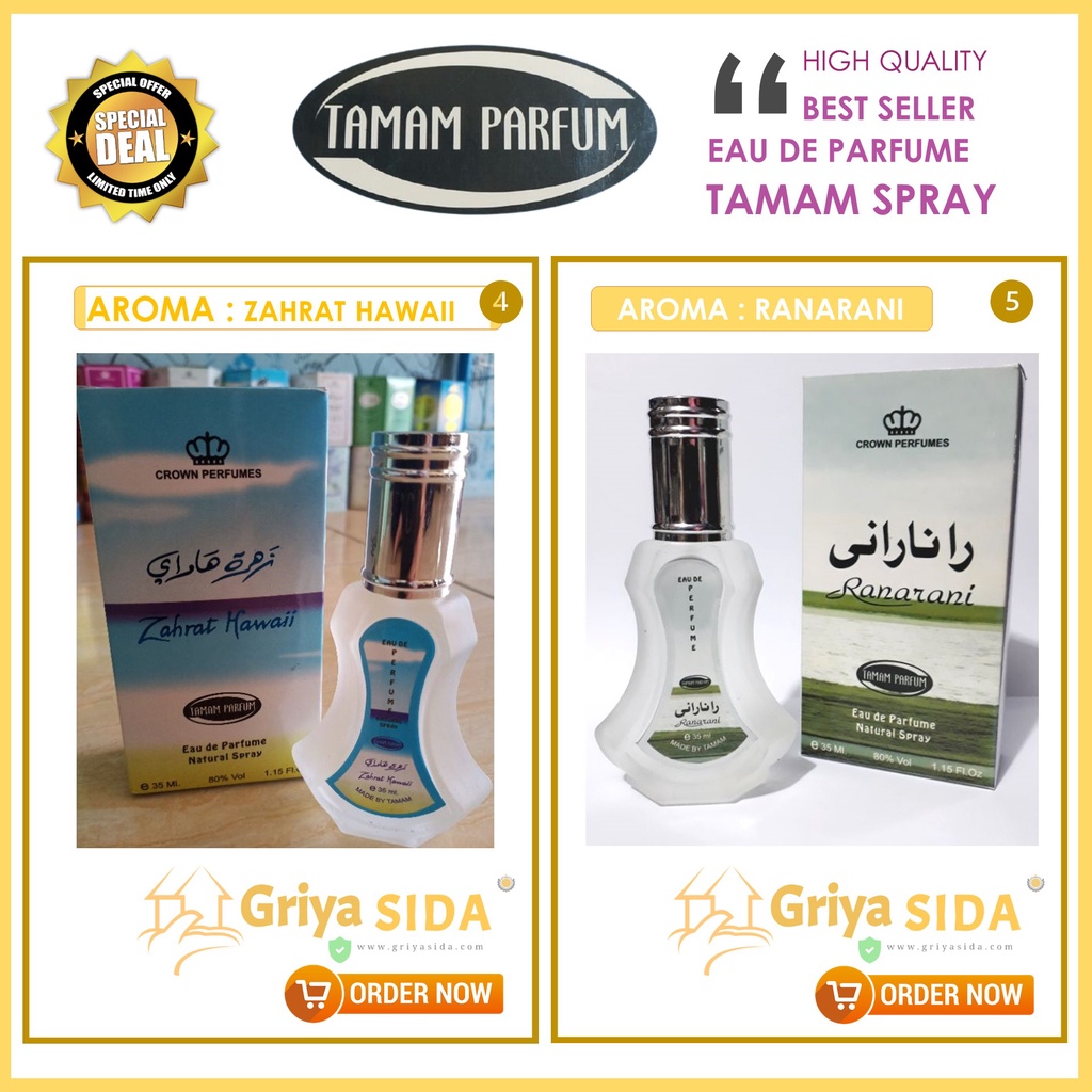 Parfum arab Spray 35ml TAMAM original minyak wangi silver mirip al rehab spray PROMO!!