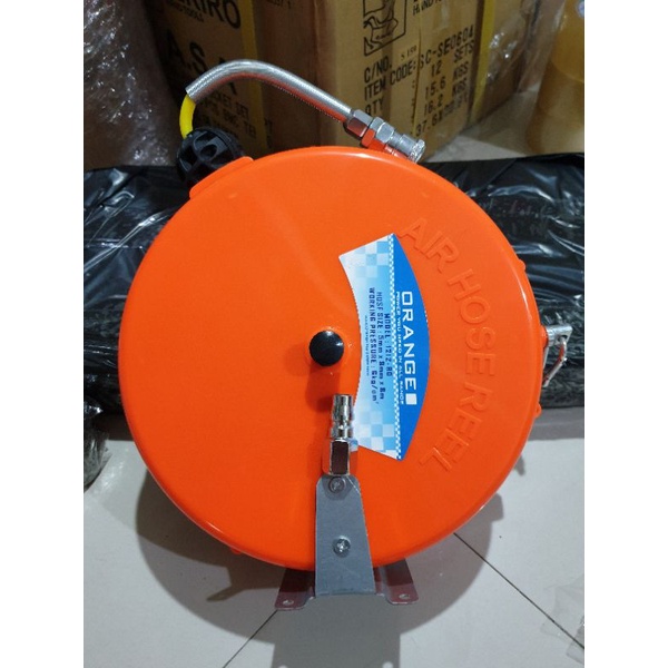 AIR HOSE REEL GULUNGAN SELANG ANGIN KOMPRESOR ORANGE 8 METER