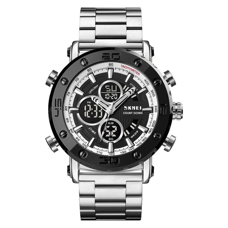 Jam Tangan Pria Dualtime Skmei 1636 Original Murah Silver