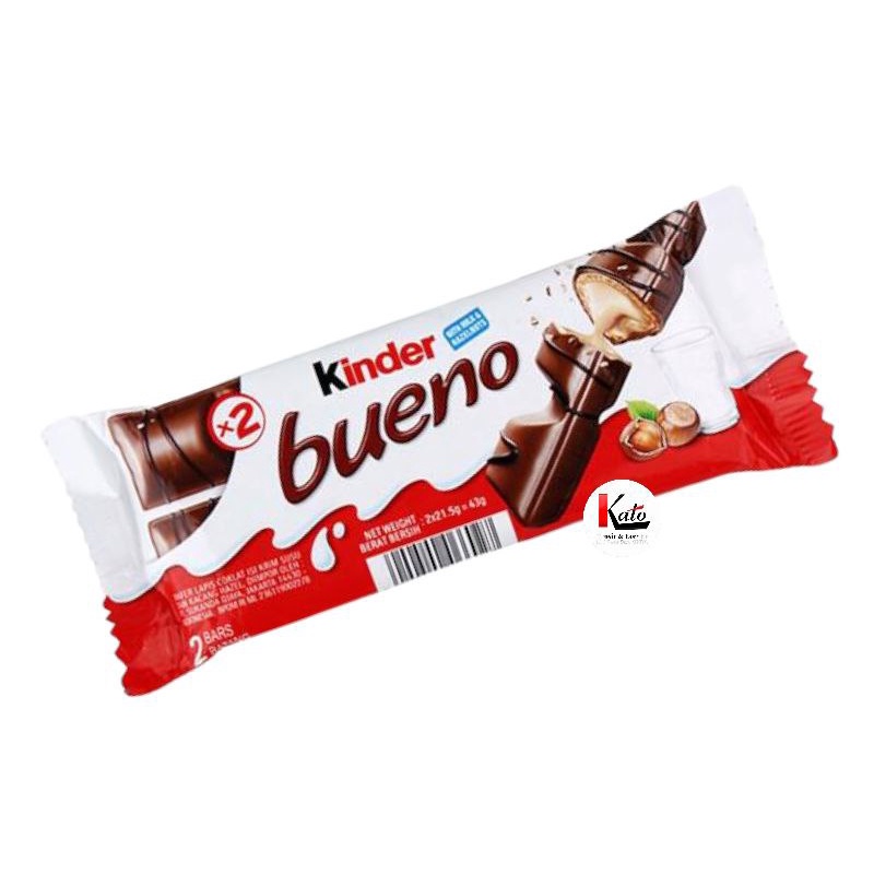 

Kinder Bueno Wafer Cokelat 43 gr Biscuit Wafer Bersalut Coklat dengan Isian Krim Hazelnut