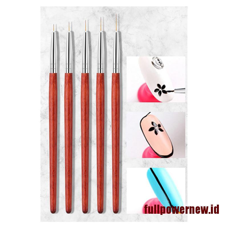 5pcs / Set Pen Gambar Bunga Bahan Kayu Untuk Nail Art