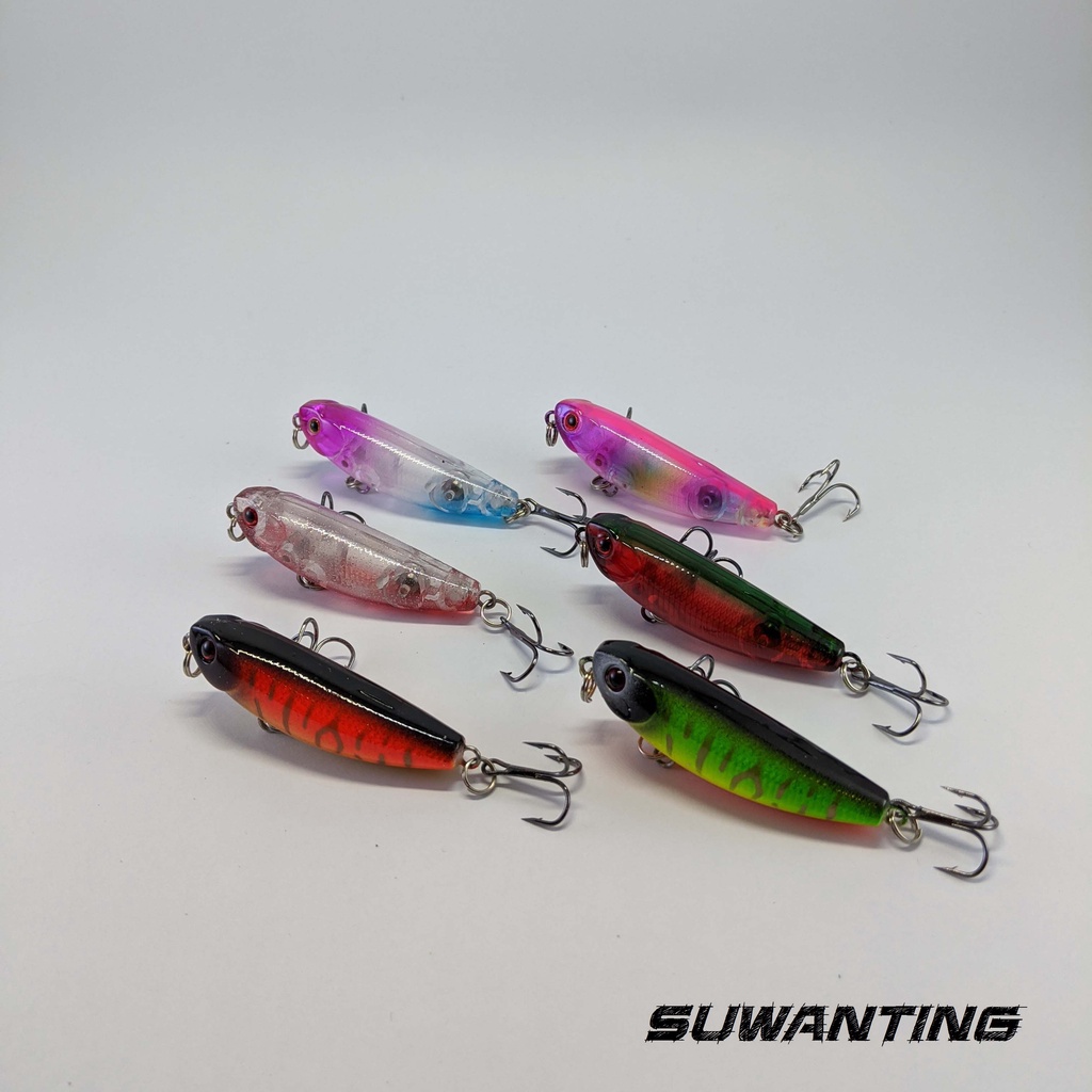 Umpan Pancing Fishing Lure WTD Pencil  Top Water Hengjia Mirip Dw62 Treble Hook ~ SUWANTING ~