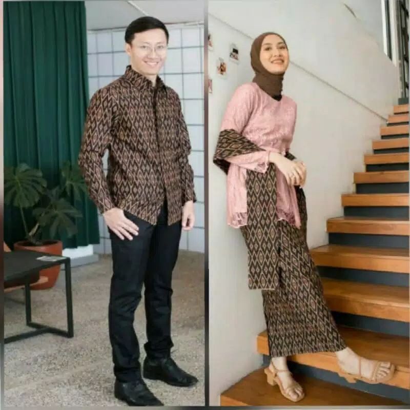 Batik couple / batik couple pasangan / batik couple keluarga / kebaya brukat modern 2021 wajik