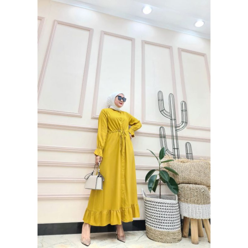 Gamis Rayon Twill Import Polos Full Kancing