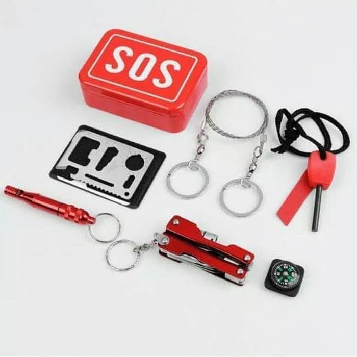 SOS EDC Pack Kotak survival kit Emergency SOS Tools Camping Hiking