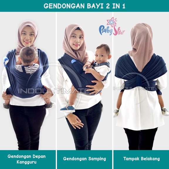 Gendongan Bayi Kaos / gendongan bayi kaos geos baby 2 in 1 BABY STAR / BRIGHT STAR gendongan kaos 2in1 BY-76