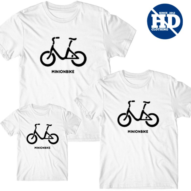 KAOS ANAK DSN DEWASA MOTIF MINION BIKE COTTON COMBAD COUPLE FAMILY