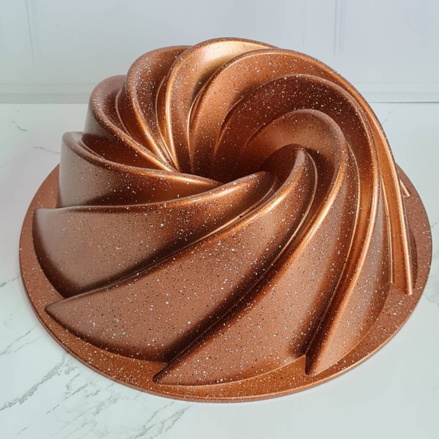 loyang kue coating bundt tulban cake pan 24 cm anti lengket rose gold non stick WINDSPOUT