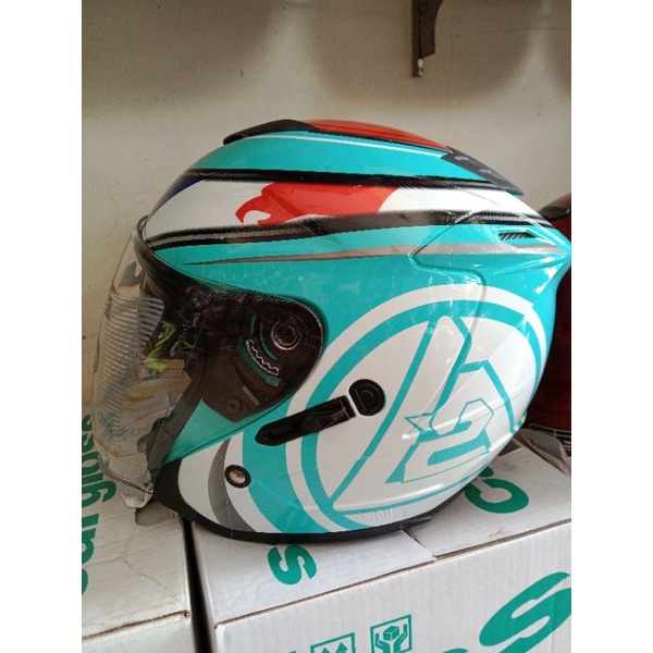 HELM G2 OPTIMAX MOTIF WHITE/BLUE/HELM HALF FACE