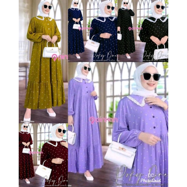 GAMIS MIDI POLKADOT RENDA | POKY DRESS pinkan