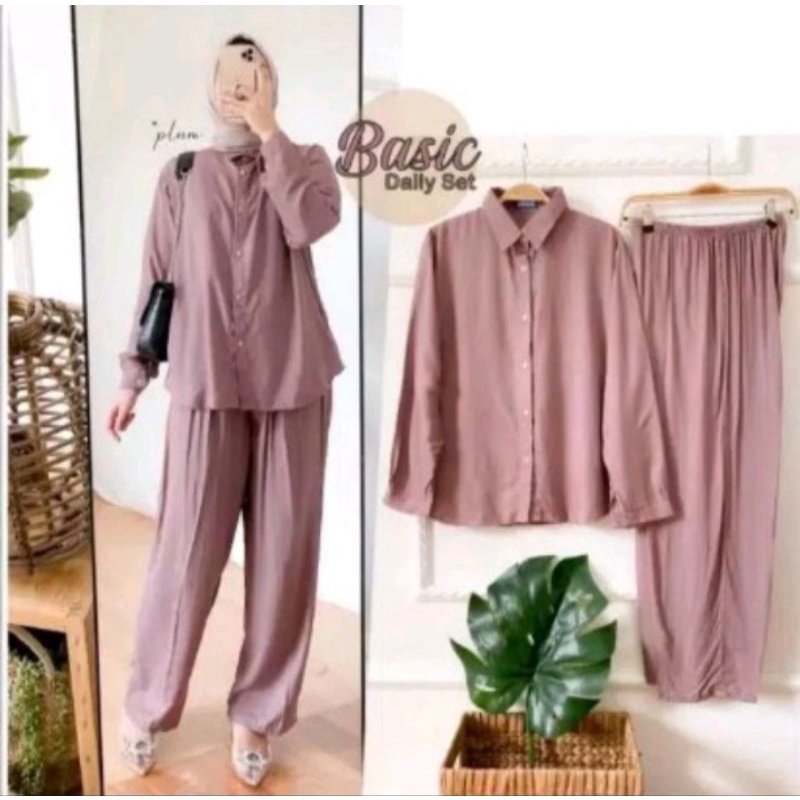 BASIC DAILY SET JUMBO | SETELAN WANITA POLOS JUMBO | SETELAN
