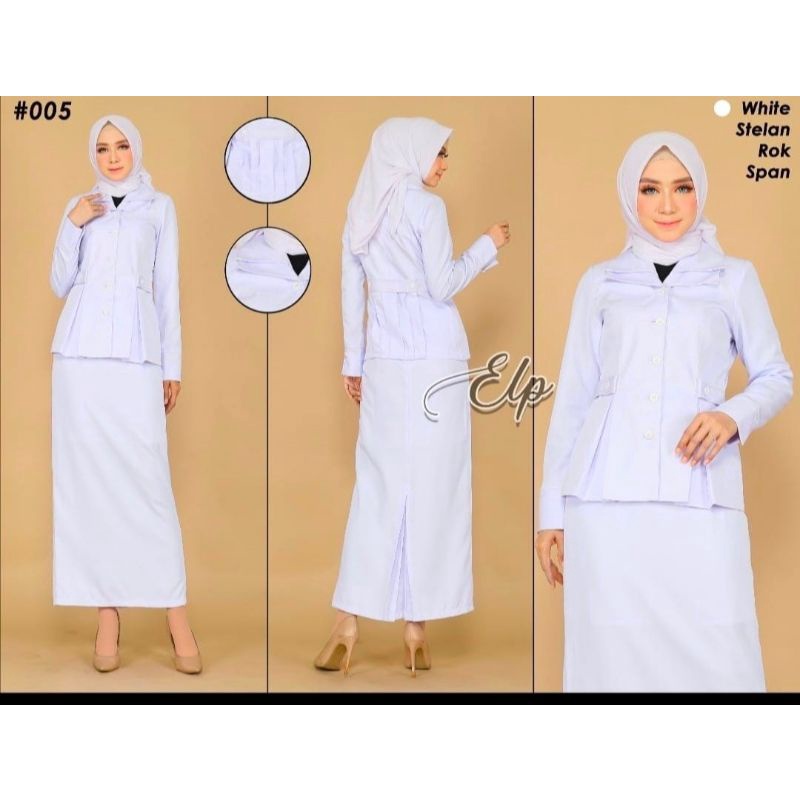 BAJU PNS KRAH SUSUN PEMDA COKLAT/KAHKY MUDA /PUTIH/ PUTIH HITAM /ABU TUA  FREE HIJAB