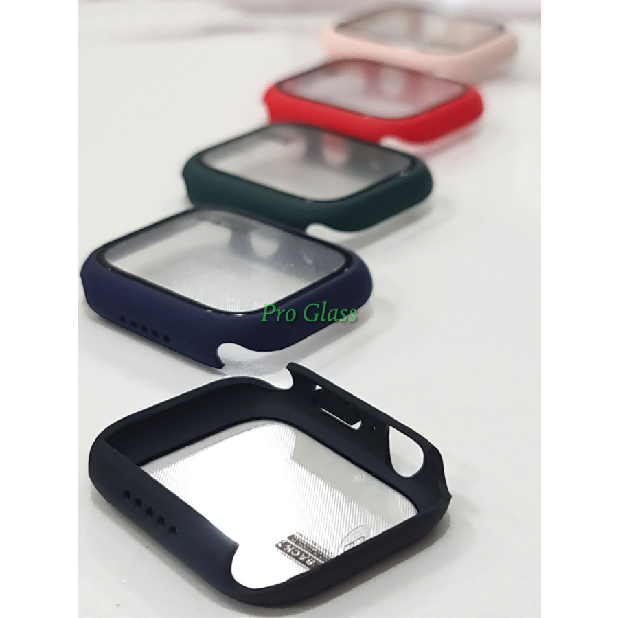 B205 Apple Watch 41mm 45mm Full Cover Bumper Case Frame Tempered Glass