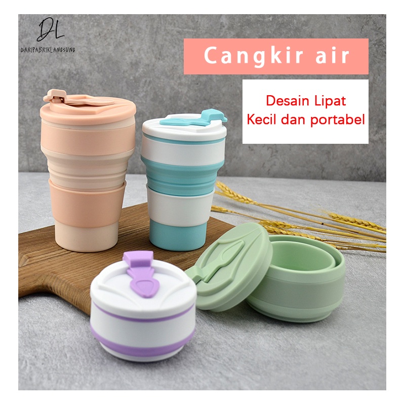 Silicone Cup/Cangkir Gelas Lipat Tarik / Gelas Silikon Lipat Silikon Anti Pecah / gelas lipat siliko