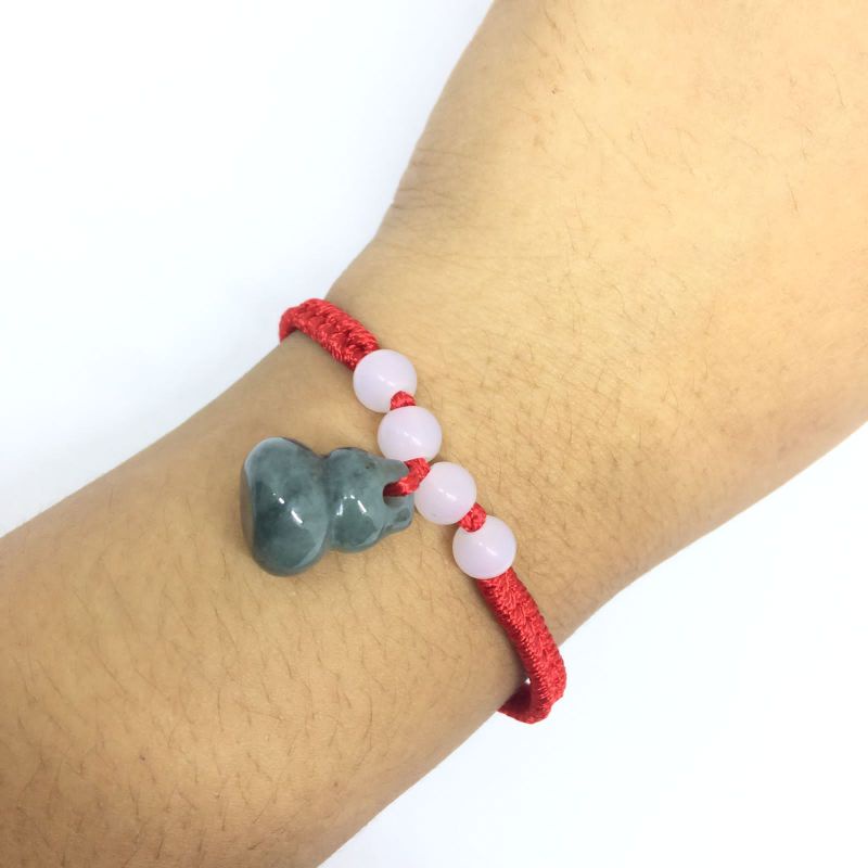 Gelang Tangan Keberuntungan / Gelang Tali Merah Giok / Gelang Feng Shui