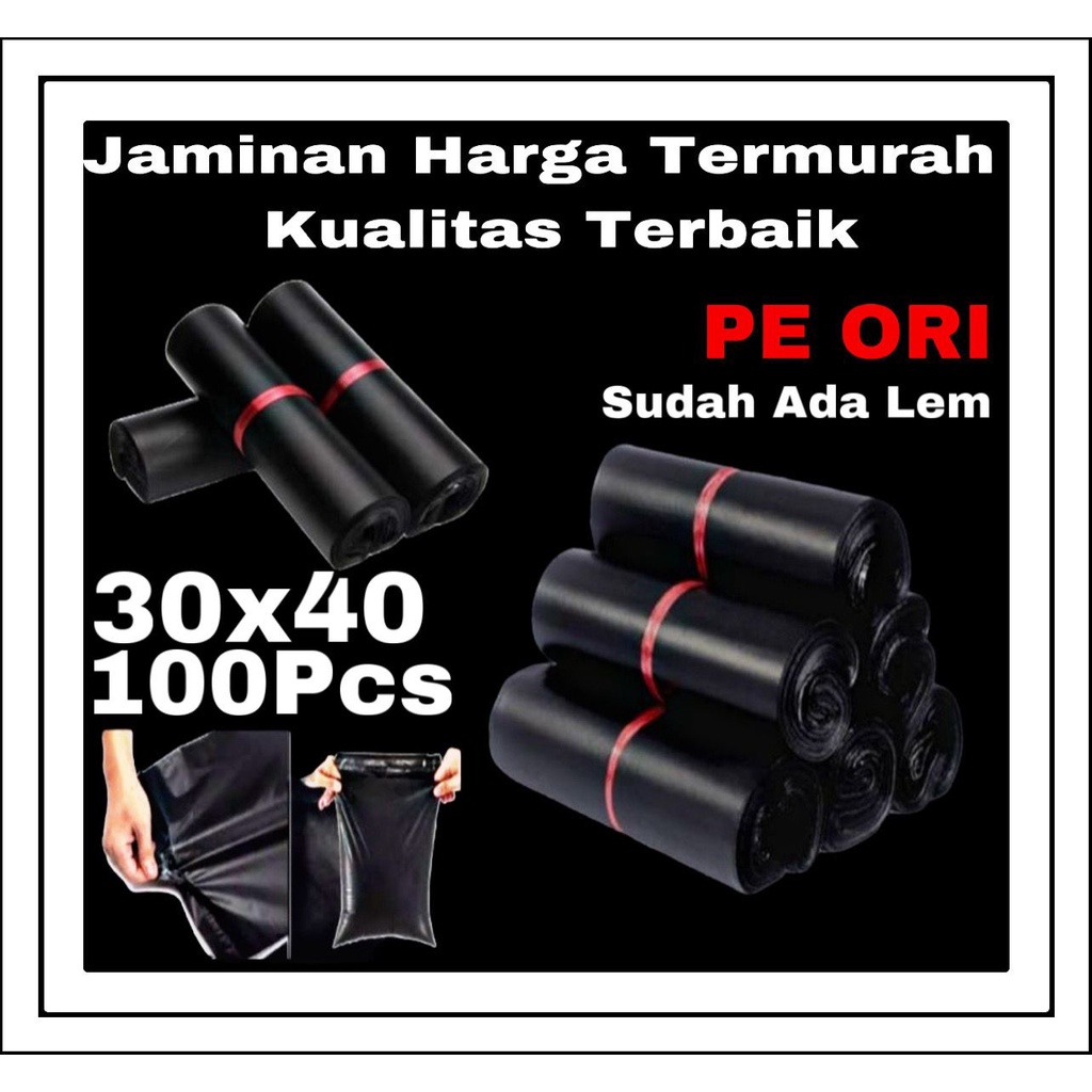 

POLYMAILER 30X40 CM 100PCS PE HITAM GLOSSY / PLASTIK PACKING ONLINE / PLASTIC POLYMAILER
