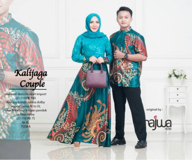 Gamis+Kemeja Batik Sarimbit Kalijaga Couple Ori Najwa Longdress Maxi