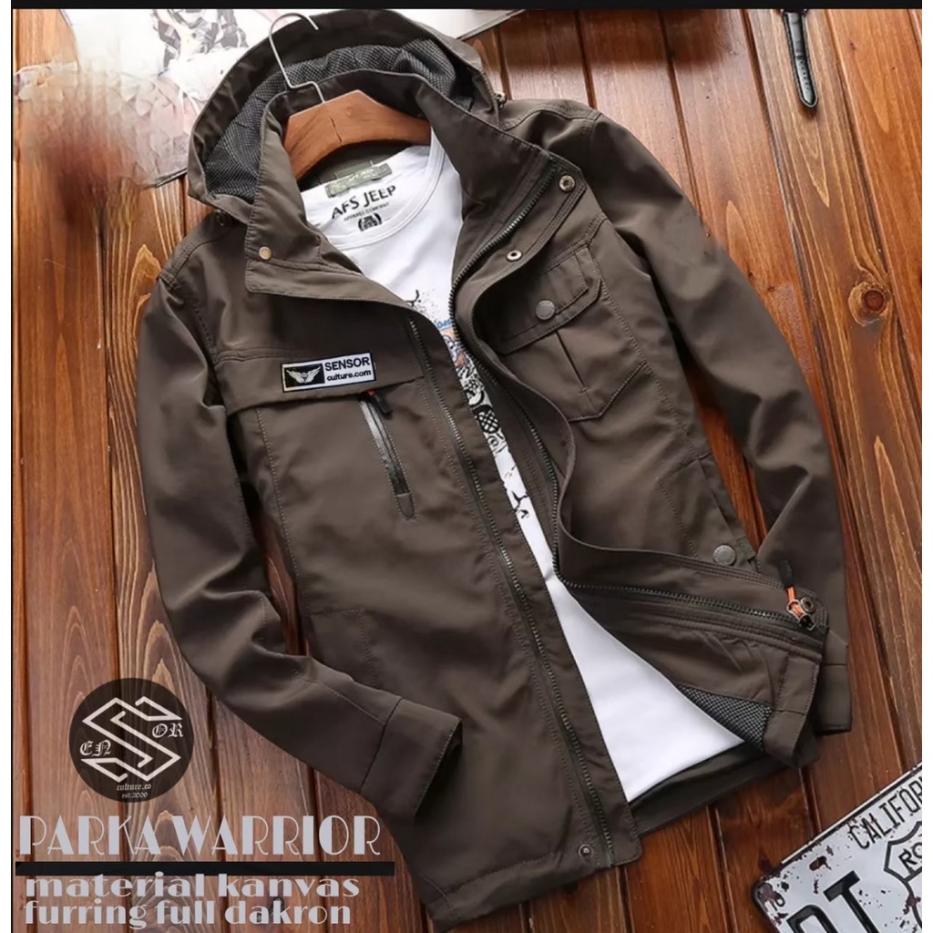 TURUN HARGA ! Jaket Semi Parka Hoodie Canvas Original Sensor / Jaket Parka Warrior / Jaket Motor