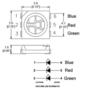 Chip SMD LED 5050 RGB RED GREEN BLUE 460-630nm MERAH HIJAU BIRU PER 10PCS