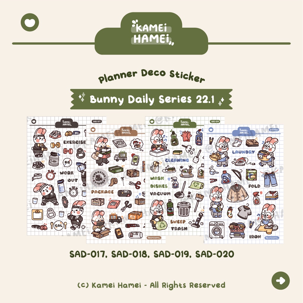 

Bunny Daily Series 22.1 | Kamei Hamei Deco Planner Sticker