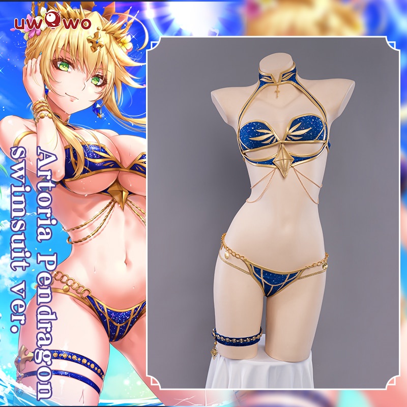 PREORDER UWOWO Artoria Pendragon Lancer Swimsuit Cosplay Costume Anime Fate/Grand Order Dress Lovely