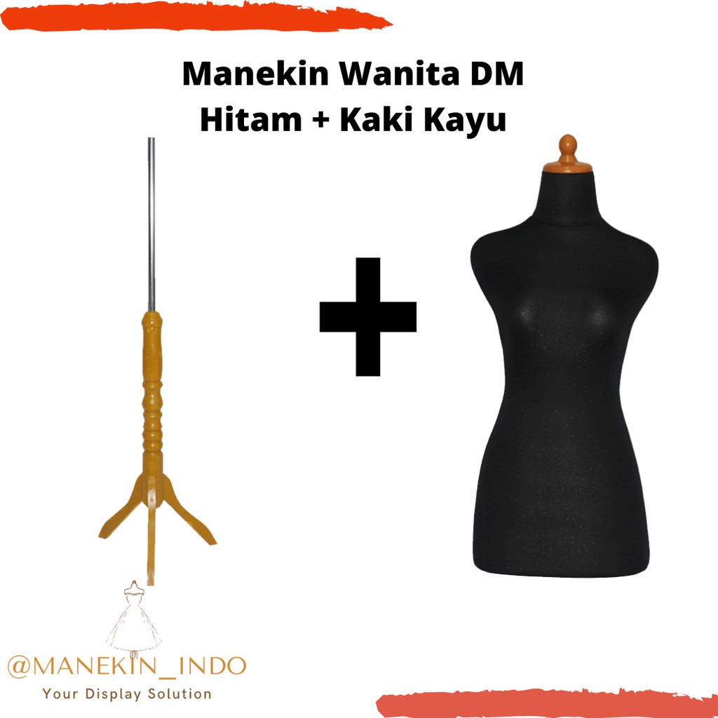 MANEKIN DM HITAM + TIANG KAYU ||MANEKIN WANITA |MANEKIN BAJU WANITA|MANEKIN MURAH