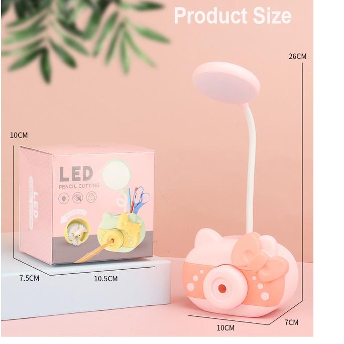 

Model Baru Rautan Pensil pengisi daya USB dudukan Handphone lampu malam led 3 in 1 lampu meja belajar anak