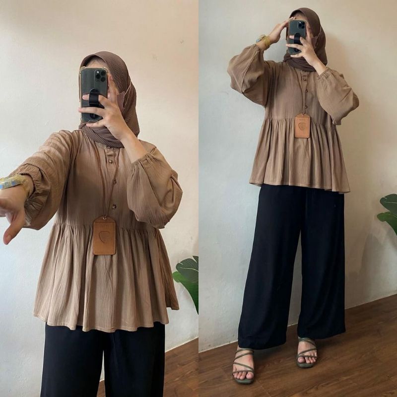 ARINA BLOUSE RAYON CRINCLE / BlOUSE ATASAN WANITA KEKINIAN /MUSLIM WANITA