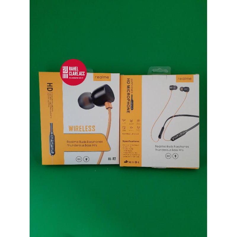 HEADSET REALME BL-R2 EARPHONE EARBUDS HANDSFREE WIRELESS BLUETOOTH THUNDER BASS