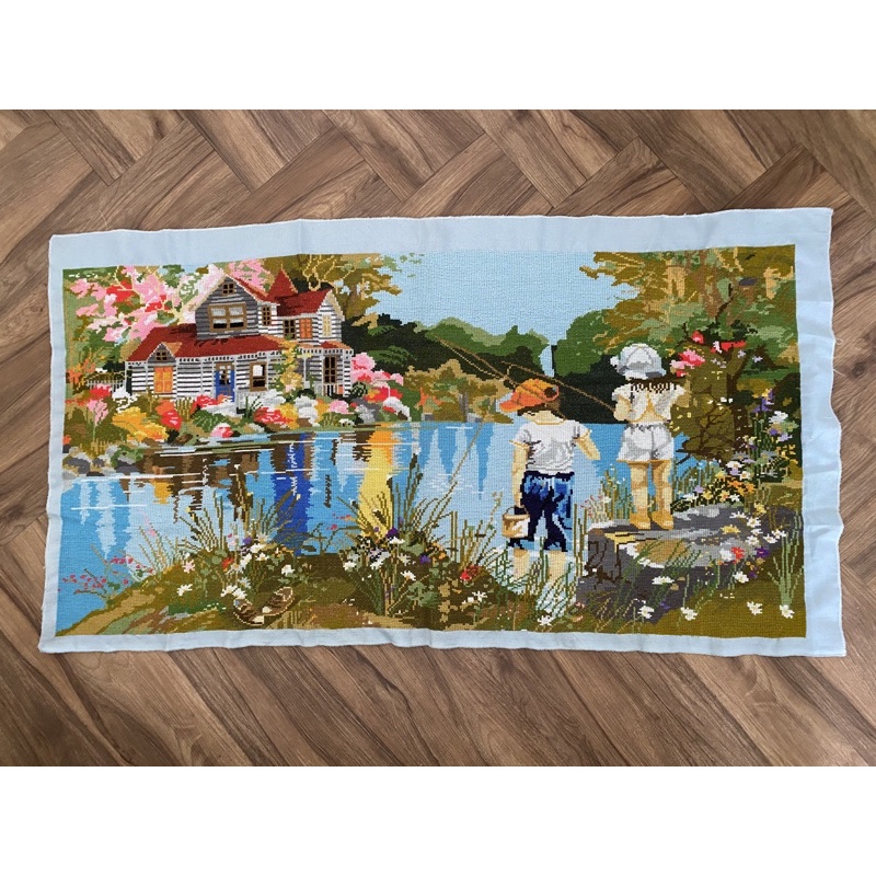 Rajutan Kristik Pemandangan Sungai