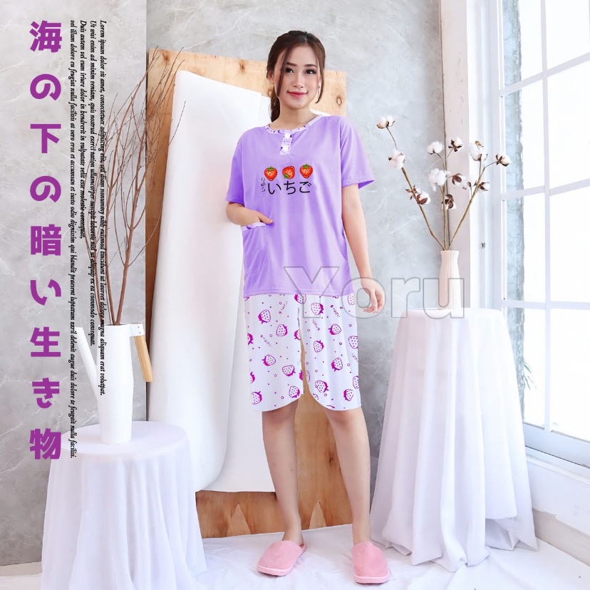 Pamelo Piyama 3/4 Baby Doll Murah Suplier Sleep Wear All Size Baju Tidur Wanita kaos Katun Stelan Stage2 Baju Tidur Murah Produk Terlaris