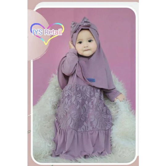 Baju Muslim Anak Azura Brokat Model 35/ (Baju Muslim + Kerudung)
