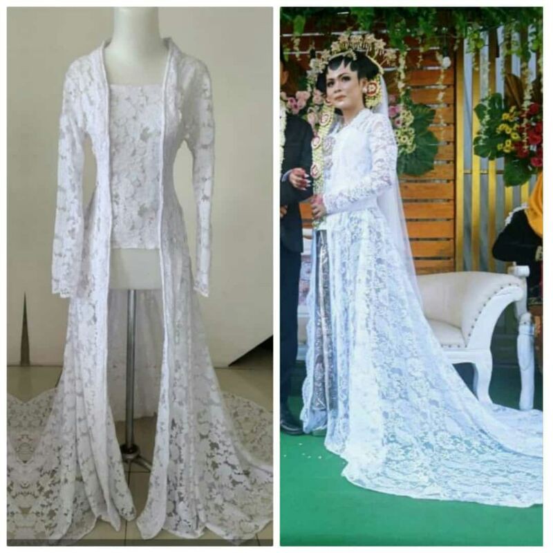 kebaya akad kutubaru ekor polosan (tanpa payet)