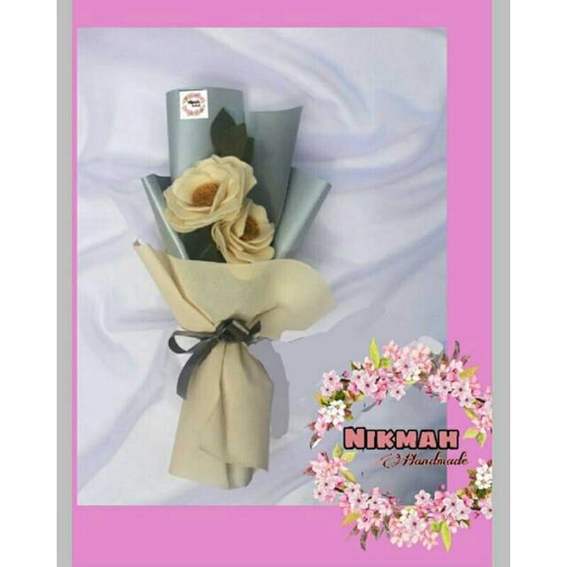 Bouquet bunga flanel 2 tangkai