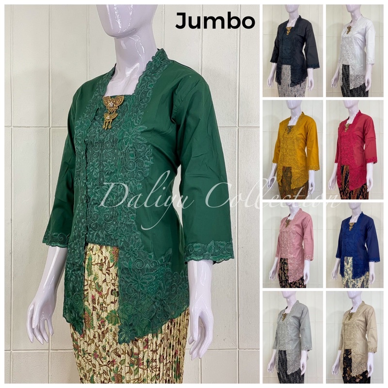 JKSS02 - Daliyu KEBAYA KUTUBARU JUMBO BORDIR SENADA LENGAN 7/8 Katun Stretch / 2L 3L 4L 5L