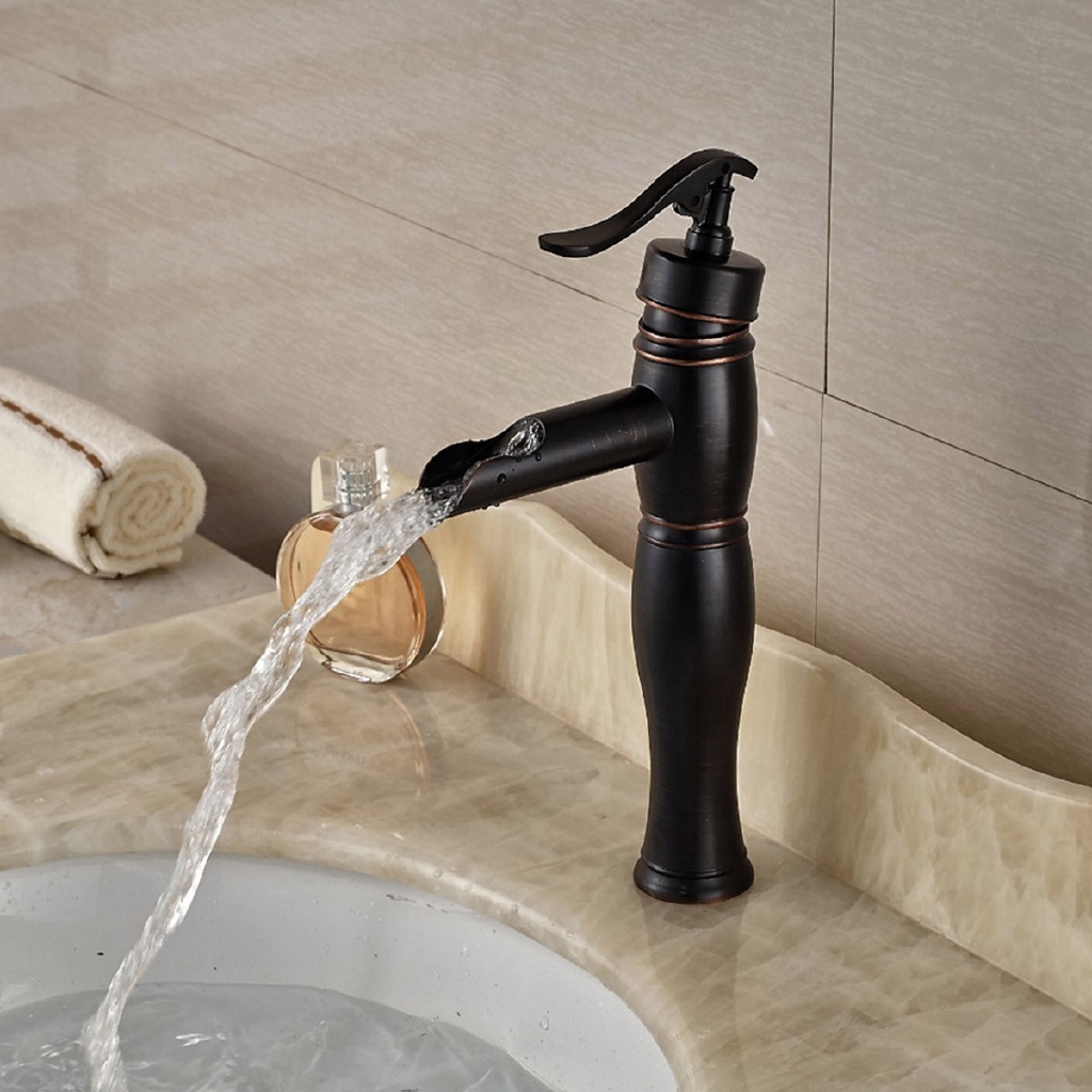 Special Price Antique Centerset Waterfall Ceramic Valve Single Handle One Hole Oil Rubbed Bronze