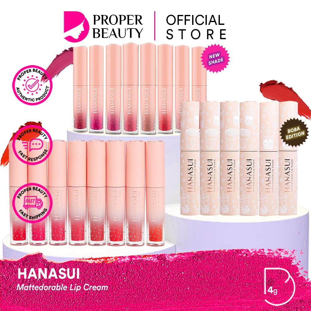 HANASUI Mattedorable Lip Cream Indonesia / Boba Gentle Cleanser Power Essence Toner Serum Day Night Cream Spot Gel Sleeping Mud Peel Off Mask Masker Body Lotion Spa Exfoliating Gel Bar Soap / Men Naturgo Flawless Glow Acne Treatment Mineral Gold Paket Oil