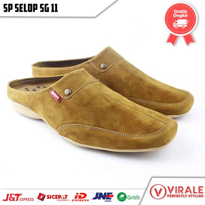 Sepatu Selop Pria Virale / Slop Pria / Sepatu Flat Pria/ Sepatu Casual SG 11 TAN