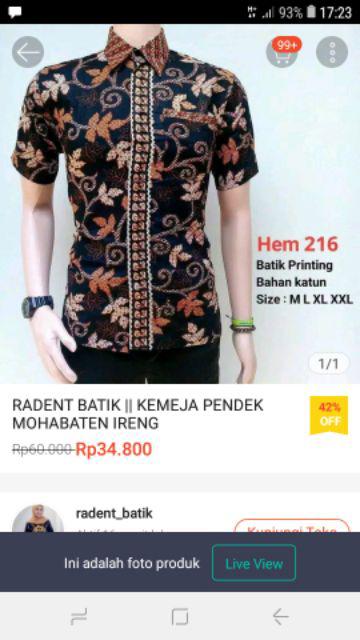 Radent Batik || Kemeja Pendek Mohabaten Ireng