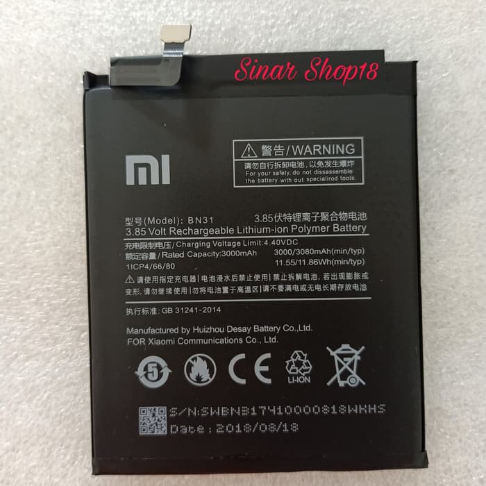 DISKON BATERAI XIAOMI REDMI NOTE 5A BN31 ORIGINAL 100%