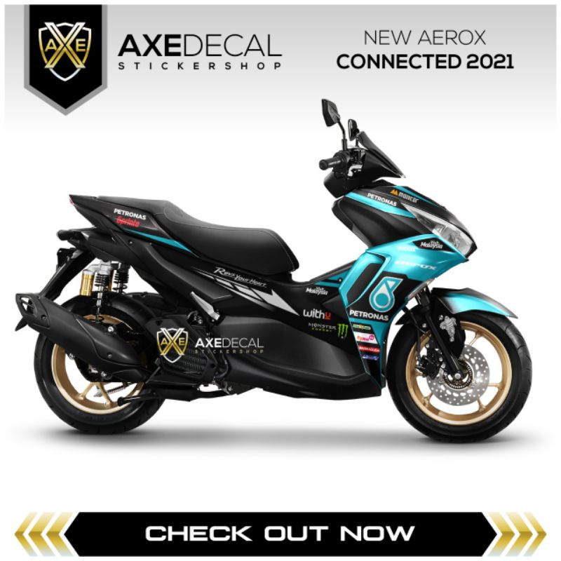 Decal Striping Yamaha Aerox Connected 2021 Petronas / Stiker lis variasi motor aerox new connected