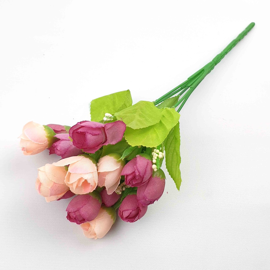 Bunga Mawar Artifisial 25 cm / Bunga Palsu/ Bunga Artificial/ Bunga Dekorasi-Ungu Pink