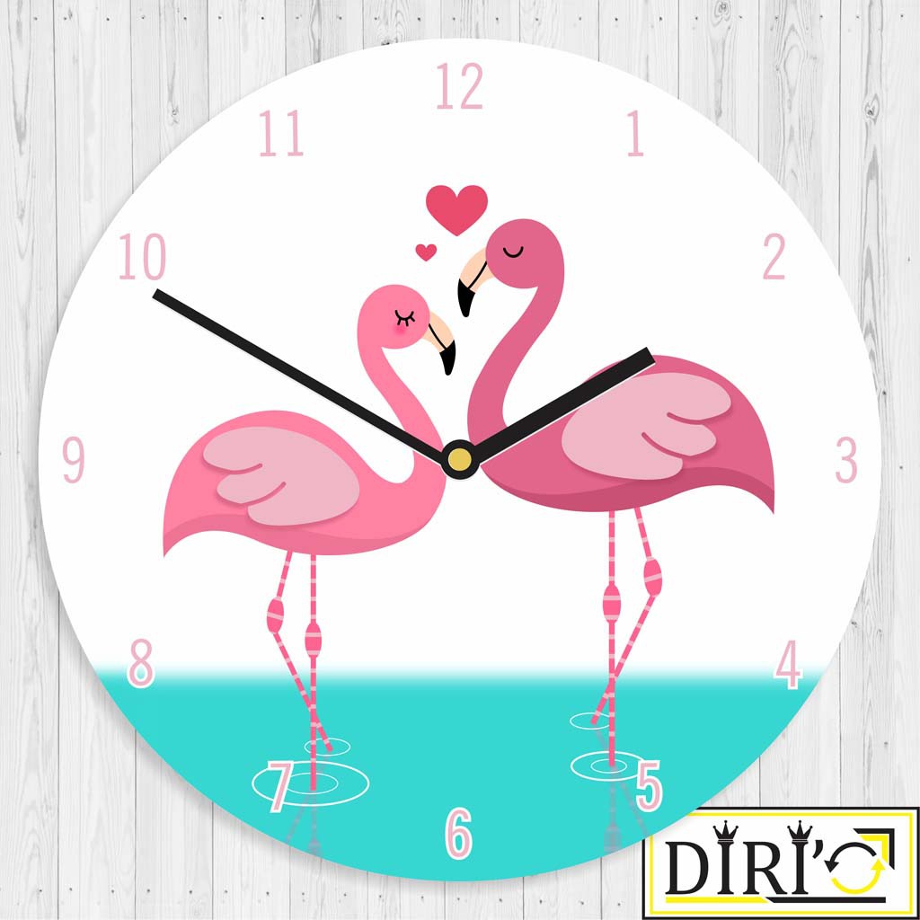 Jam Dinding Kayu Flamingo Unik Wall Decor Shabby Chic Hiasan Rumah Minimalis-Ocean Go