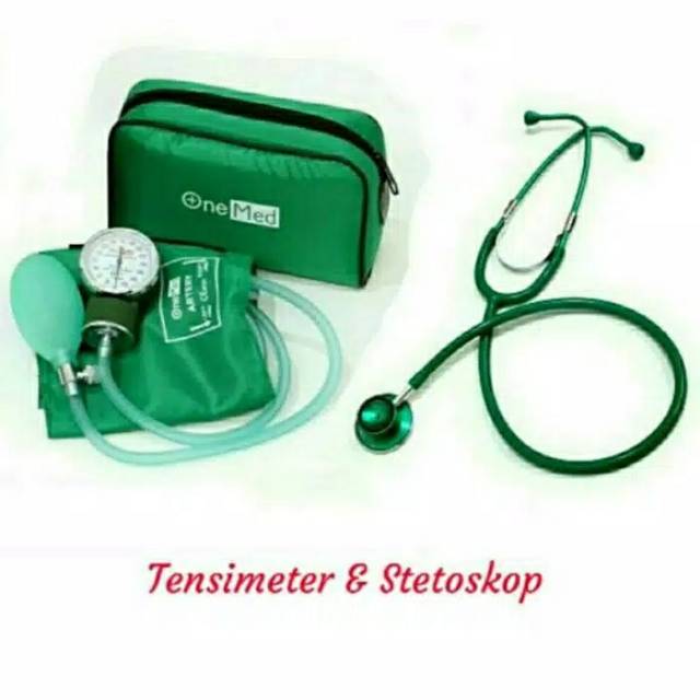 Paket Stetoskop + Tensimeter Aneroid Onemed Alat Ukur Tekanan Darah Stethoscope Tensi Manual