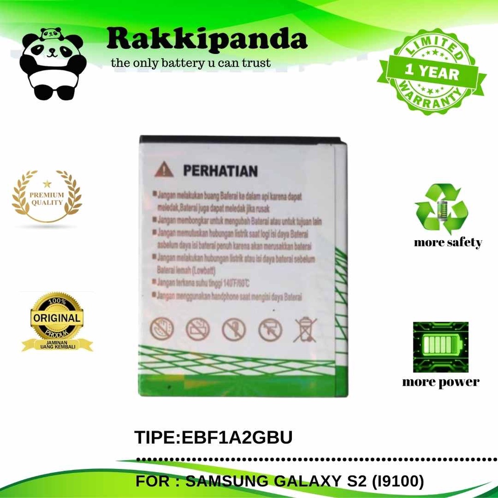 (R/K)- RakkiPanda - EBF1A2GBU Samsung S2 I9100 Batre Batrai Baterai