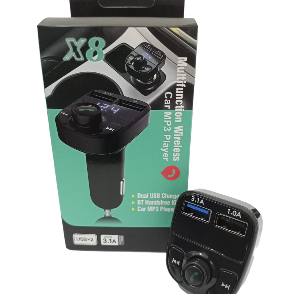 Car Charger X8 Dual USB Wireless Bluetooth FM Transmitter MP3 Car Charger