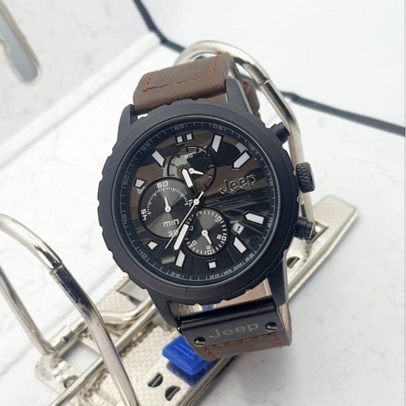 Jam Tangan Pria Jeep 9018 Chrono Plat Loreng Termurah